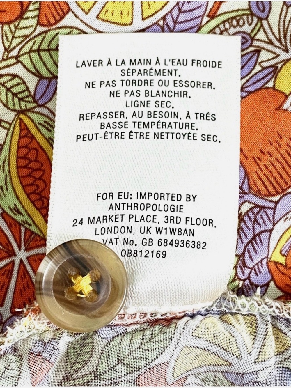 Anthropologie Maeve Women’s Size US 6 Button Down Shirt Citrus Floral - Picture 5 of 7